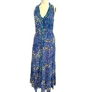 Poupette St Barth Dress Women’s Medium Blue Floral Nana Tiered XS